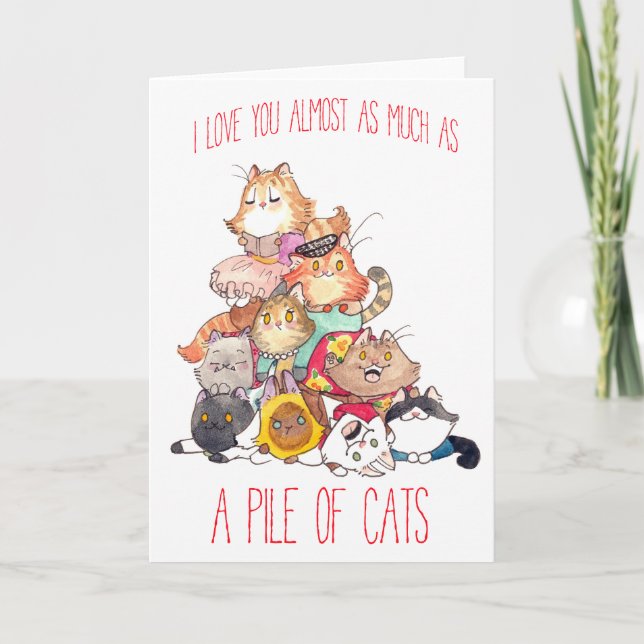 Tarjeta Festiva Un montón de gatos con valentina (Anverso)