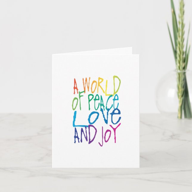 Tarjeta Festiva Un mundo de paz, amor y alegría (Anverso)