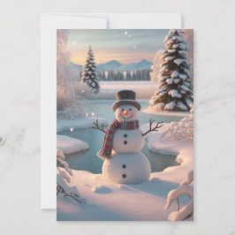 Tarjeta Festiva Un muñeco de nieve idílico de invierno