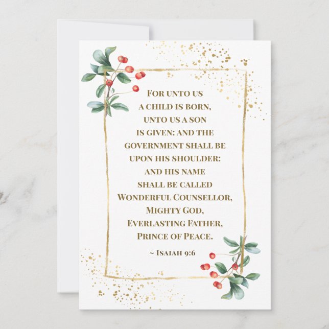 Tarjeta Festiva Un niño nace en la Biblia contra Navidades (Anverso)