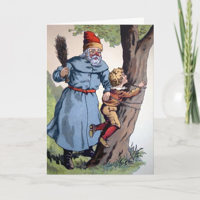 Tarjeta Festiva Un niño victoriano y espeluznante castigando a su  (Anverso)
