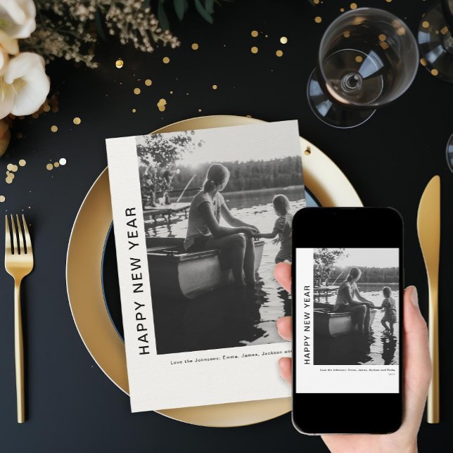 Tarjeta Festiva Un nuevo comienzo mínimo de la foto de Año Nuevo (Subido por el creador)