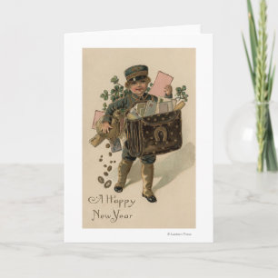Tarjeta Festiva Un nuevo muchacho feliz del correo de YearIrish