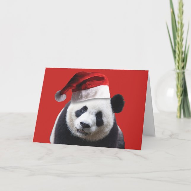 Tarjeta Festiva Un oso de panda lindo que lleva un gorra de Papá (Anverso)