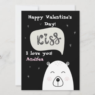 Tarjeta Festiva Un oso polar lindo deseando Valentín y beso