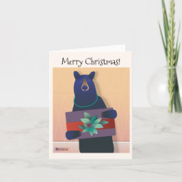 Tarjeta Festiva 💕 Un oso sostiene un regalo de vacaciones - ©️ Tr