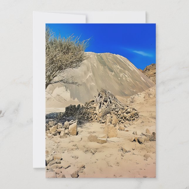 Tarjeta Festiva Un paisaje accidentado y árido (Anverso)
