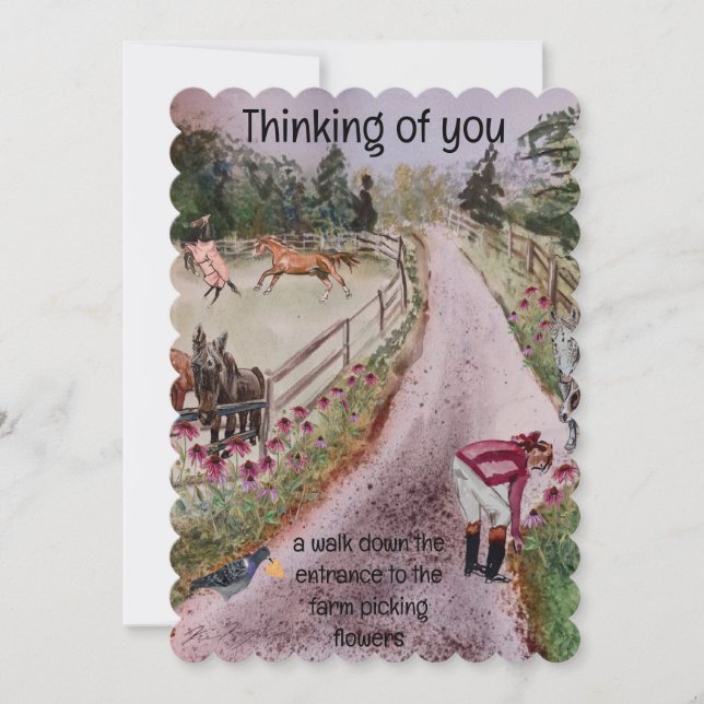 Tarjeta Festiva un paseo por la entrada de la granja (Anverso)