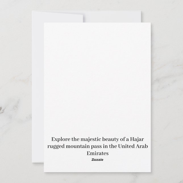 Tarjeta Festiva Un paso de montaña escarpado en los Emiratos Árabe (Reverso)