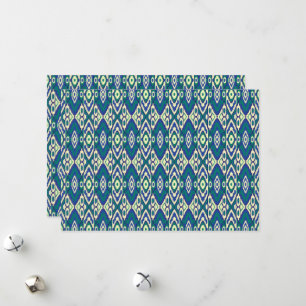 Tarjeta Festiva un patrón azul y verde con fondo blanco
