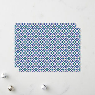 Tarjeta Festiva un patrón azul y verde con fondo blanco