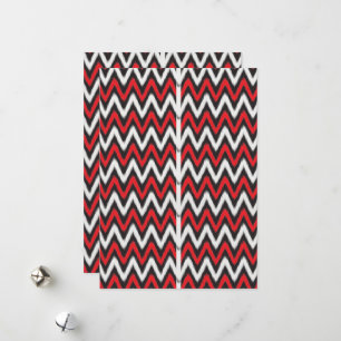 Tarjeta Festiva un patrón de zigzag rojo y negro en un grupo de fo
