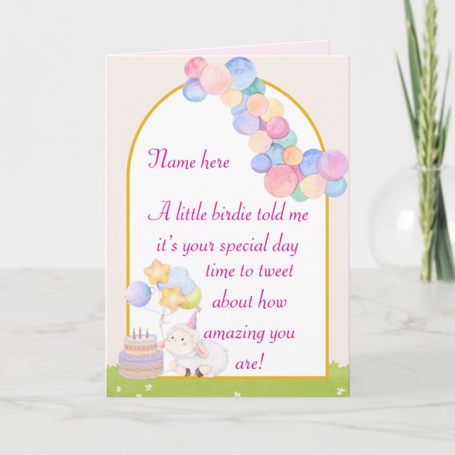 Tarjeta Festiva Un pequeño birdie me dijo que era tu cumpleaños (Anverso)