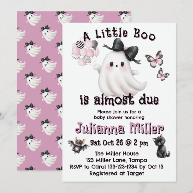 Tarjeta Festiva Un pequeño bote casi se espera - Baby Shower de Ha (Anverso / Reverso)