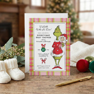 Tarjeta Festiva "¡Un poco de quien debe!" Fiesta de Bebé Grinchmas