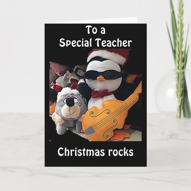 TARJETA FESTIVA **UN PROFESOR ESPECIAL** H0PE Y0UR NAVIDADES "R0CK (Anverso)