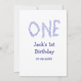 Tarjeta Festiva Un purpurina azul niño moderno de primer cumpleaño