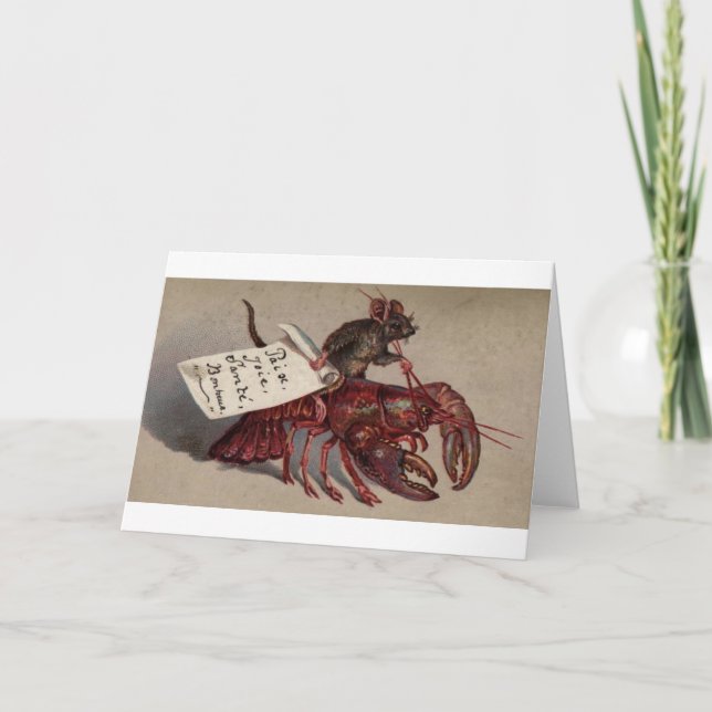 Tarjeta Festiva Un ratón y su langosta (Anverso)