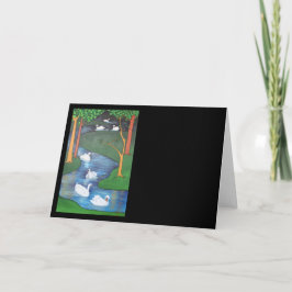Tarjeta Festiva Un rebaño de siete cisnes