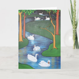 Tarjeta Festiva Un rebaño de siete cisnes