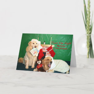 Tarjeta Festiva Un recuperador de oro y pequeños Navidades cómodos
