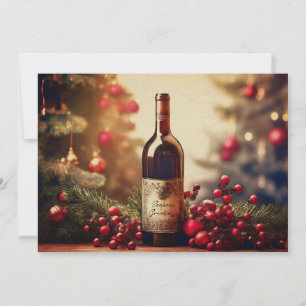 Tarjeta Festiva Un regalo de vino para vacaciones de invierno