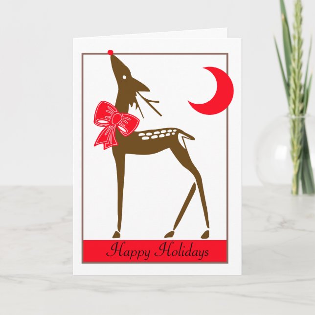 Tarjeta Festiva Un reno elegante (Anverso)