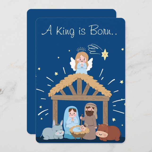 Tarjeta Festiva Un Rey ha Nacido (Anverso / Reverso)
