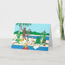 Tarjeta Festiva Un saludo tropical de vacaciones en la playa