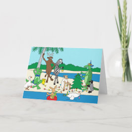 Tarjeta Festiva Un saludo tropical de vacaciones en la playa