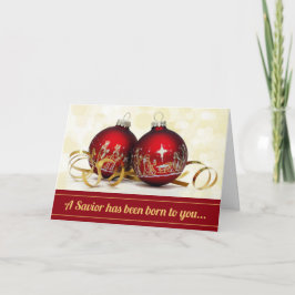 Tarjeta Festiva Un salvador nació de la Natividad navideña