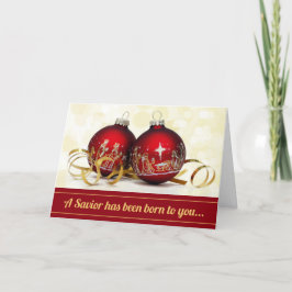 Tarjeta Festiva Un salvador nació de la Natividad navideña