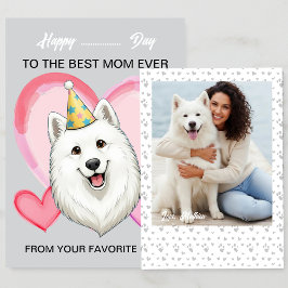 Tarjeta Festiva Un Samoyed lindo en una ocasión especial para Mamá