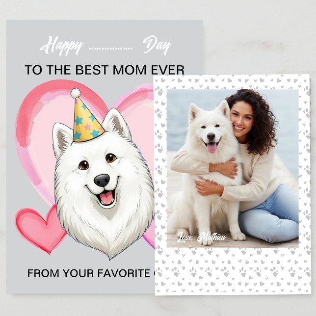 Tarjeta Festiva Un Samoyed lindo en una ocasión especial para Mamá (Subido por el creador)