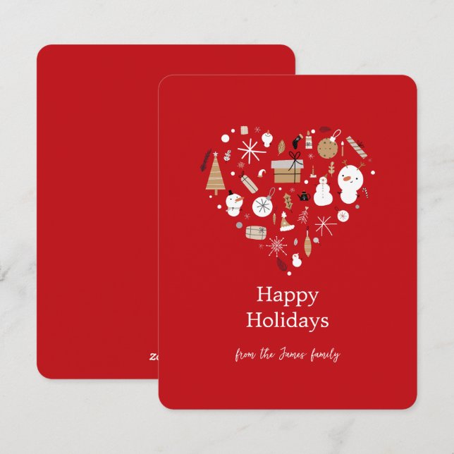 Tarjeta Festiva Un simple regalo de corazón rojo (Anverso / Reverso)