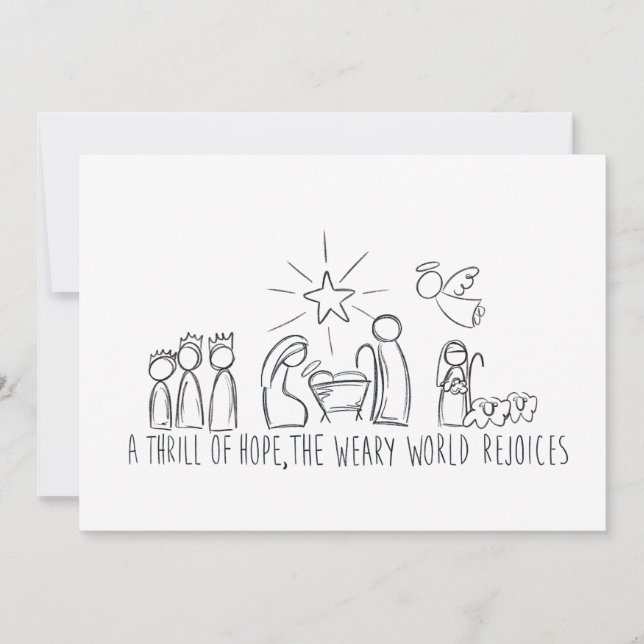 Tarjeta Festiva Un Thrill Oh Hope Nativity Sketch (Anverso)