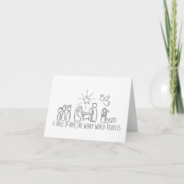Tarjeta Festiva Un Thrill Oh Hope Nativity Sketch (Anverso)