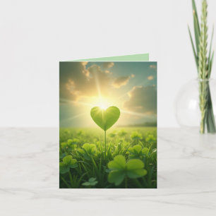 Tarjeta Festiva Un tierno corazón de shamrock bajo el cielo de la