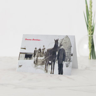 Tarjeta Festiva Un trineo abierto de la "mula"