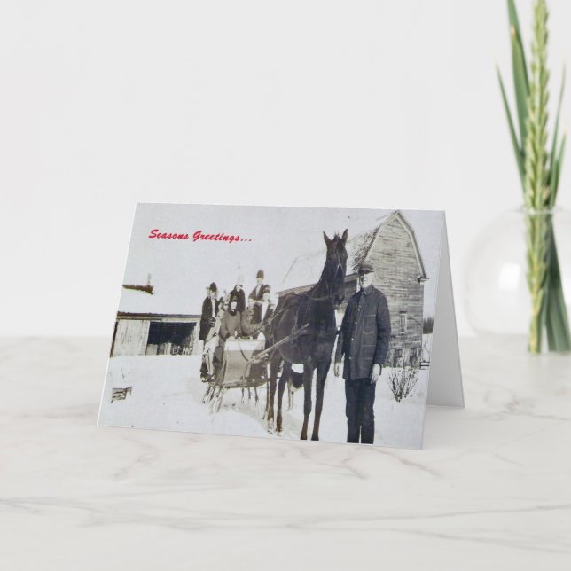 Tarjeta Festiva Un trineo abierto de la "mula" (Anverso)