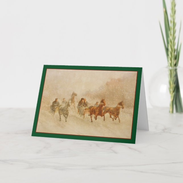 Tarjeta Festiva Un viaje de vacaciones en Sleigh Race (Anverso)