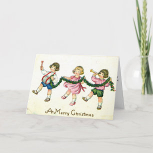 Tarjeta Festiva Un vintage 1913 del trío de los niños de las