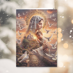 Tarjeta Festiva Una bendición de Navidad: La madre y el niño