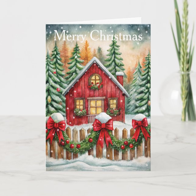 Tarjeta Festiva Una casa de campo para Navidades (Anverso)