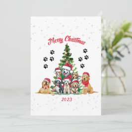 Tarjeta Festiva Una Celebración De Navidades Caninos.