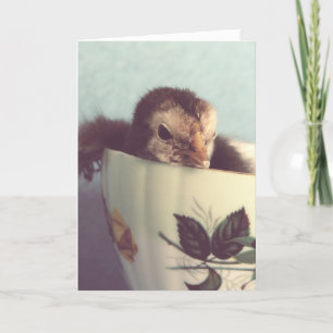 Tarjeta Festiva Una chica en una vintage Pascua de té