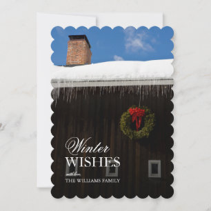 Tarjeta Festiva Una corona de Navidades en un granero en Grafton,