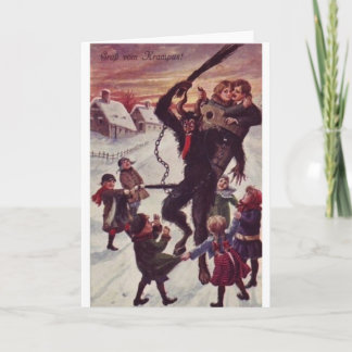 Tarjeta Festiva Una escena de nieve de Jolly Krampus