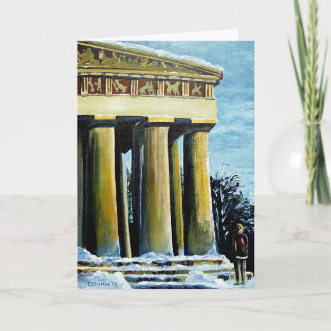 Tarjeta Festiva Una esquina de Nashville - el Parthenon (Anverso)