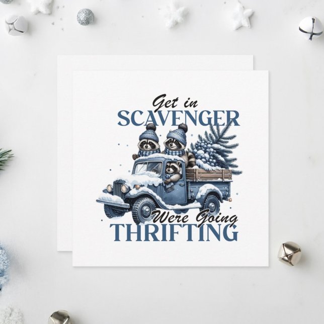 Tarjeta Festiva Una familia de mapaches que conduce un camión. (Subido por el creador)